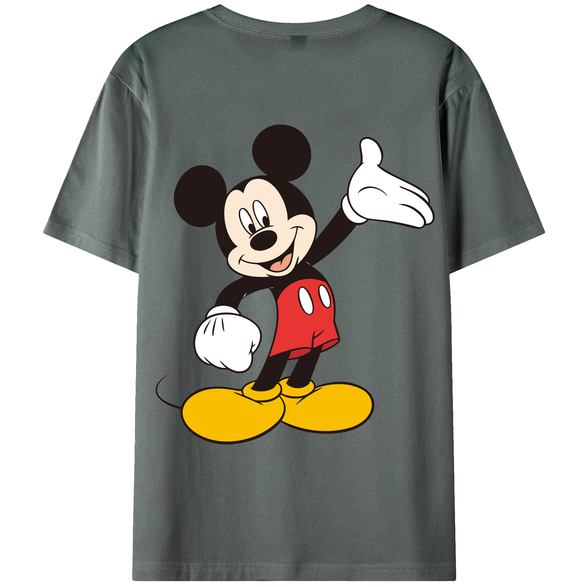 ミッキーマウス Mickey Mouse 綿100％ メンズ半袖Tシャツ（バックプリント） 通気性